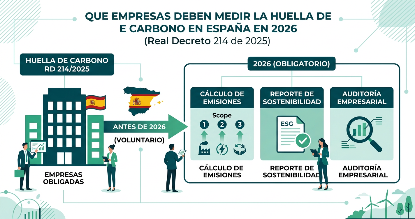 Qué empresas deben medir la huella de carbono en España en 2026: Guía del Real Decreto 214/2025