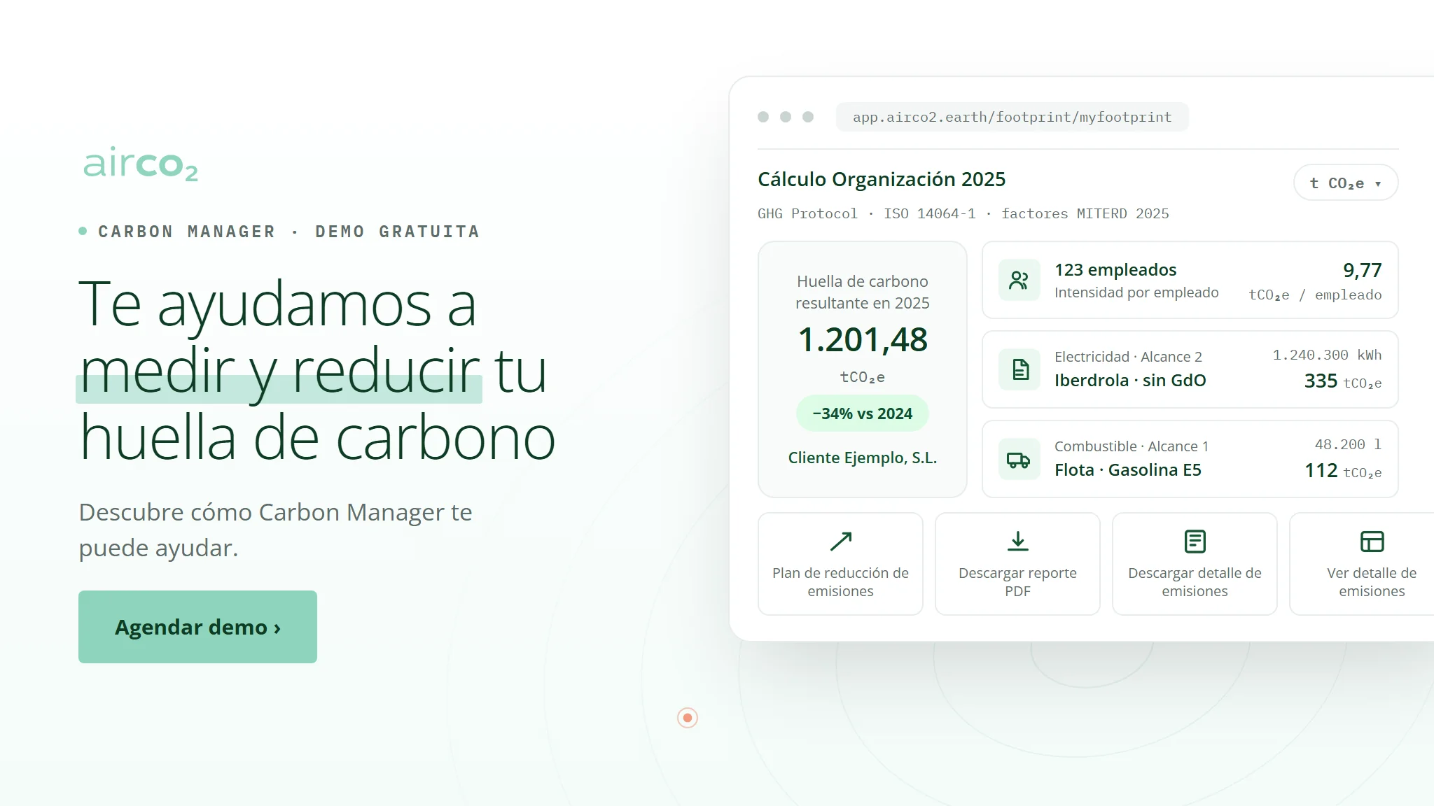 Te ayudamos a medir y reducir tu huella de carbono — agenda una demo